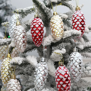 5Pcs Christmas Painted Pine Cone Balls Hanging Pendants