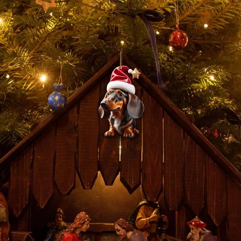 Christmas Tree Hanging Ornaments Dachshund Dog Shaped Pendants