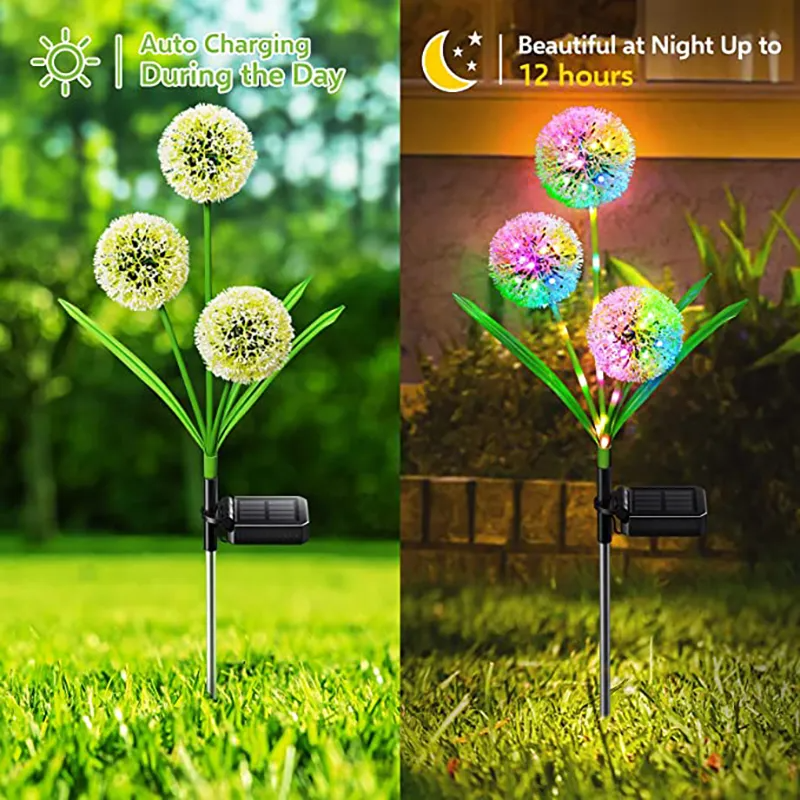 Outdoor Solar Garden Lights with 2 Modes Solar Dandelion Flowers