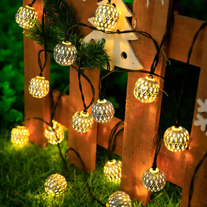 Christmas LED Fairy Light Moroccan Hollow Metal Ball - Battery Powered