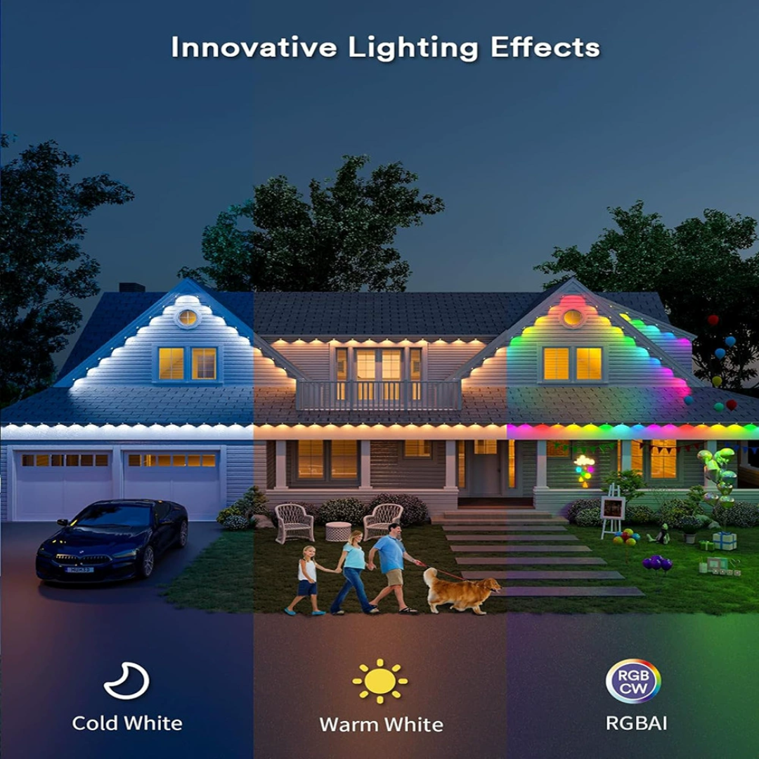 Permanent Smart Outdoor Multicolor LED Lights - 100 FT - 72 Lights