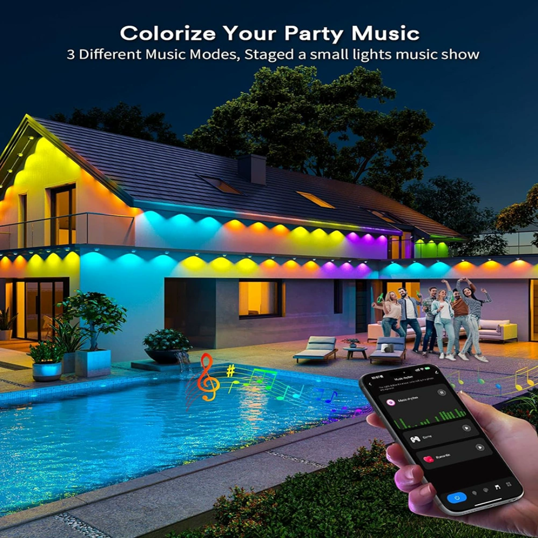 Permanent Smart Outdoor Multicolor LED Lights - 100 FT - 72 Lights