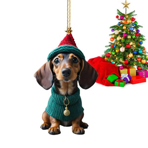 Christmas Tree Hanging Ornaments Dachshund Dog Shaped Pendants