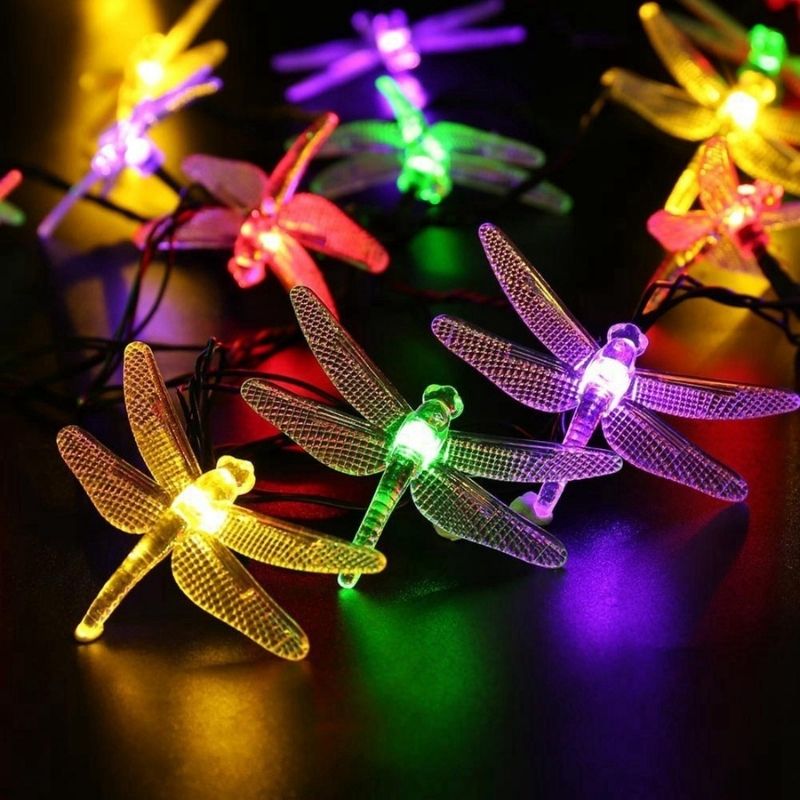 Outdoor Solar LED Dragonfly String Lights